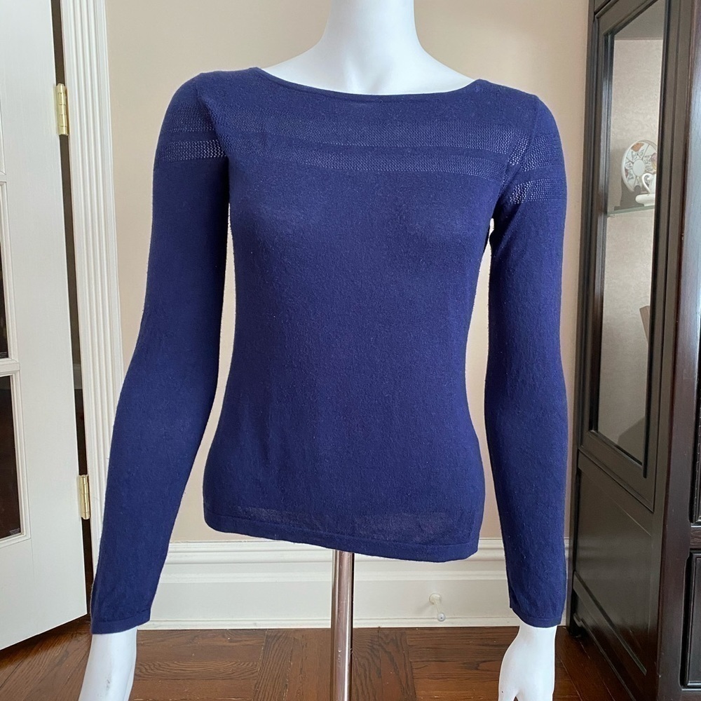 Tahari Knit Top Navy Size Small